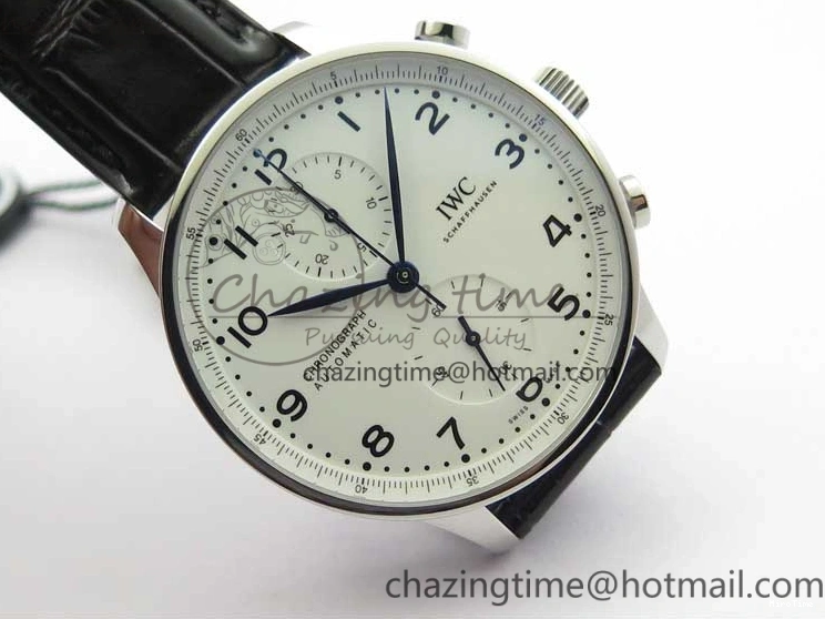 MIROTIME 0325 WeatherProof Portugieser Chronograph Edition “150 Years” IW371602 ZF 1:1 Best Edition White Dial on Black Leather Strap A7750 (Slim Movement) 7120